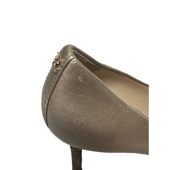 Coach Metallic Gold Round Toe Work Leather Pumps Formal Heels Size 7.5 - Picture 12 of 14